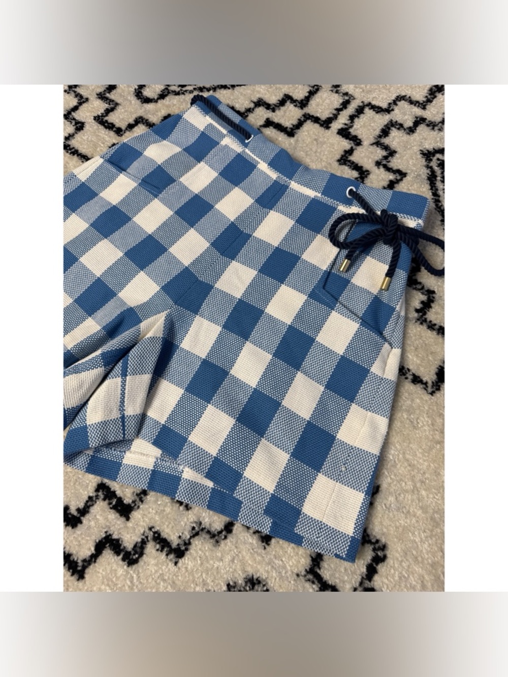 Pearl by Lela Rose Blue & White Woven Gingham Shorts Size 6 - Picture 3 of 6